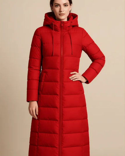 Women's Winter Puffer Coat, Quilted with a Hood