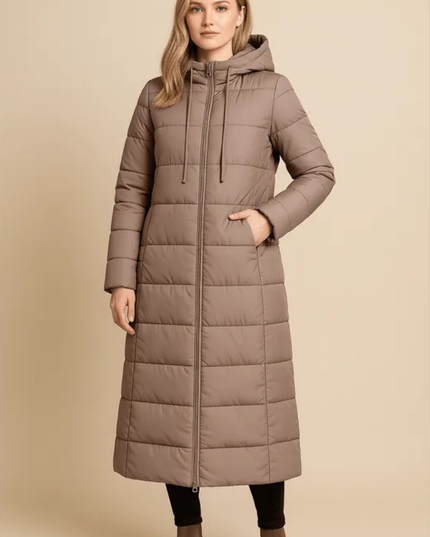 Women's Winter Puffer Coat, Quilted with a Hood