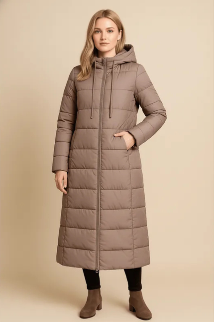 Women's Winter Puffer Coat, Quilted with a Hood
