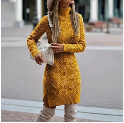Women's Wool-Look Turtleneck Mini Sweater Dress