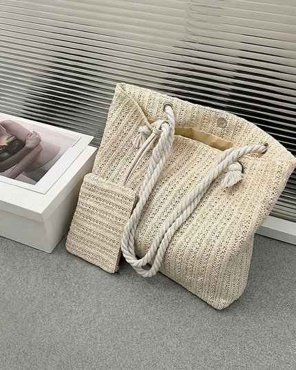 Women's Woven Beach Bag with Rope Handles