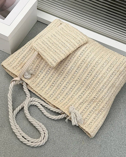 Women's Woven Beach Bag with Rope Handles