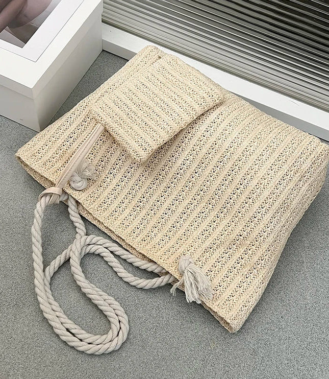 Women's Woven Beach Bag with Rope Handles