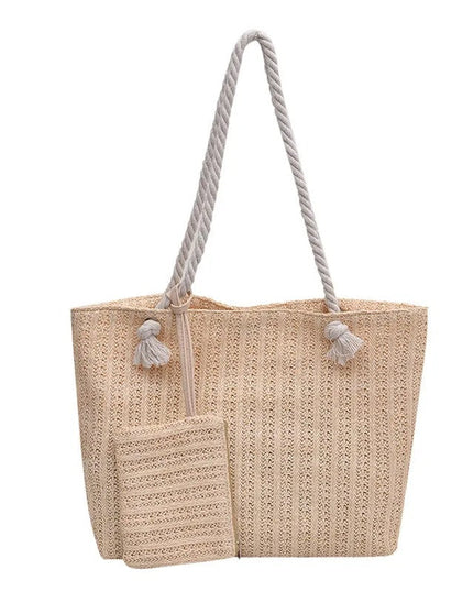 Women's Woven Beach Bag with Rope Handles