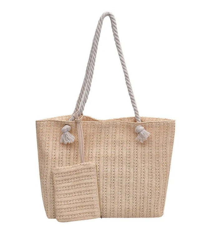 Women's Woven Beach Bag with Rope Handles