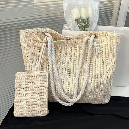 Women's Woven Beach Bag with Rope Handles