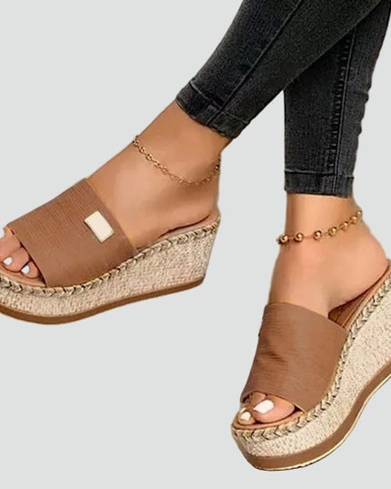Women's Woven Wedge Platform Slide Sandals