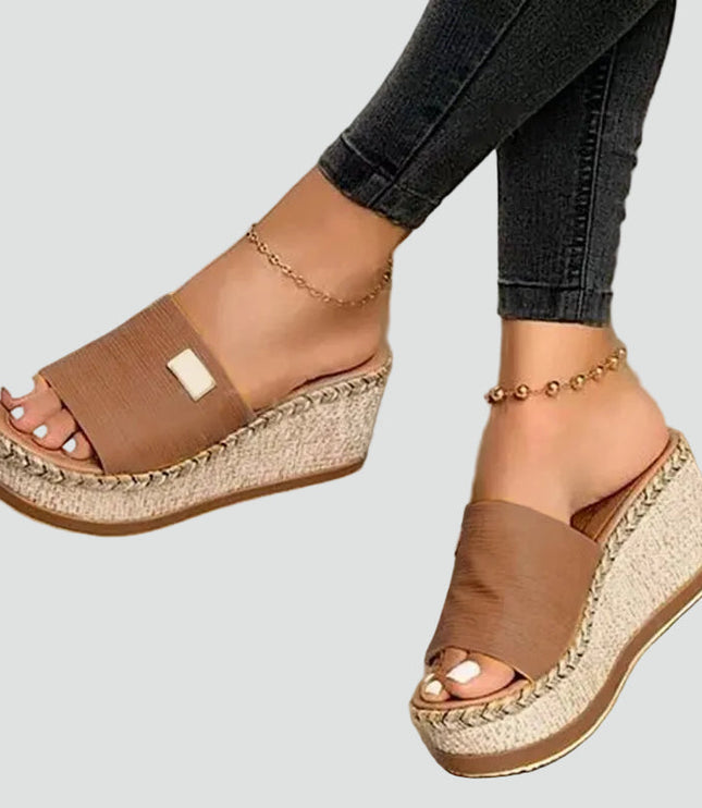 Women's Woven Wedge Platform Slide Sandals