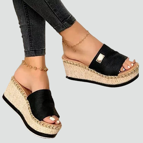Women's Woven Wedge Platform Slide Sandals