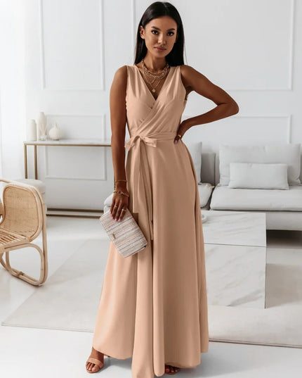 Women's Wrap Waist Flowing Skirt Wedding Guest Maxi Dress