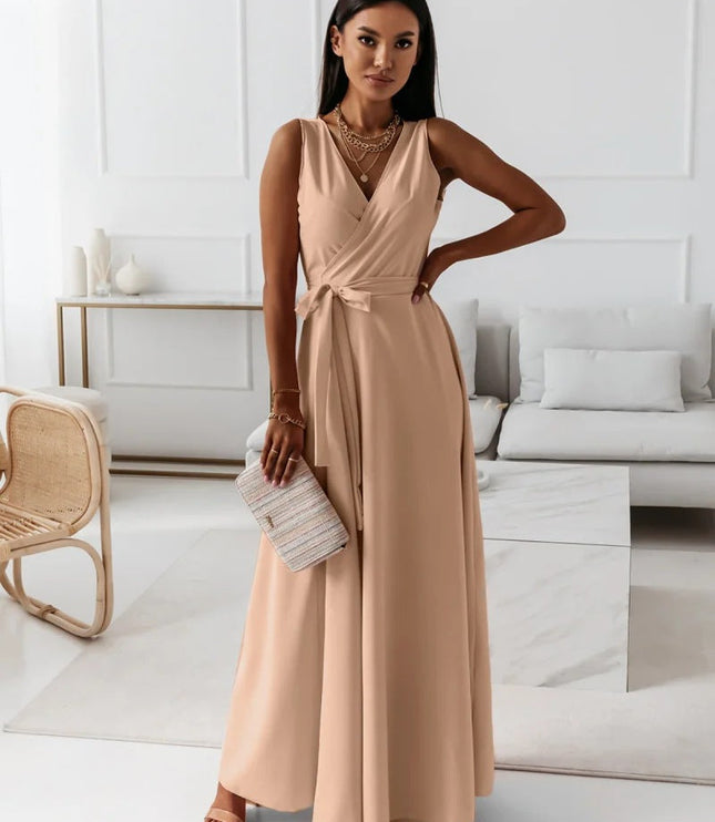 Women's Wrap Waist Flowing Skirt Wedding Guest Maxi Dress