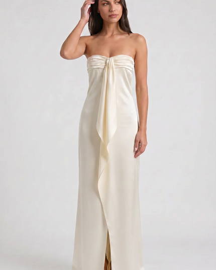 Women's Yellow Floral Wedding Guest Maxi Dress for Summer