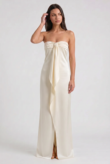 Women's Yellow Floral Wedding Guest Maxi Dress for Summer
