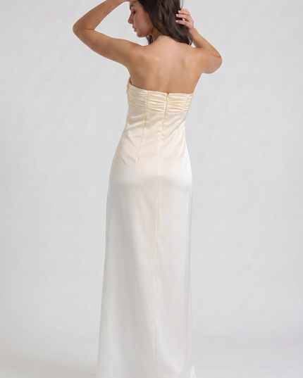 Women's Yellow Floral Wedding Guest Maxi Dress for Summer