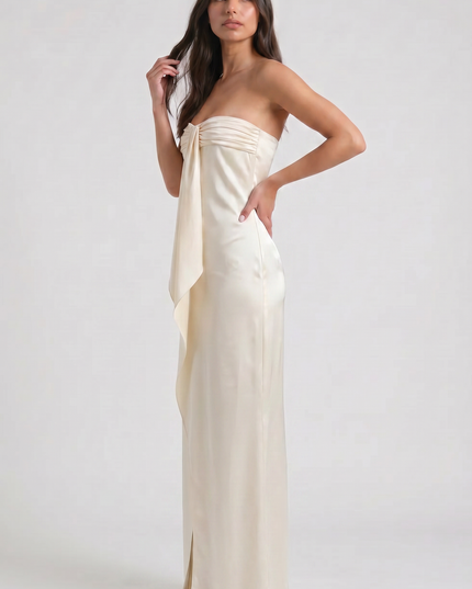 Women's Yellow Floral Wedding Guest Maxi Dress for Summer