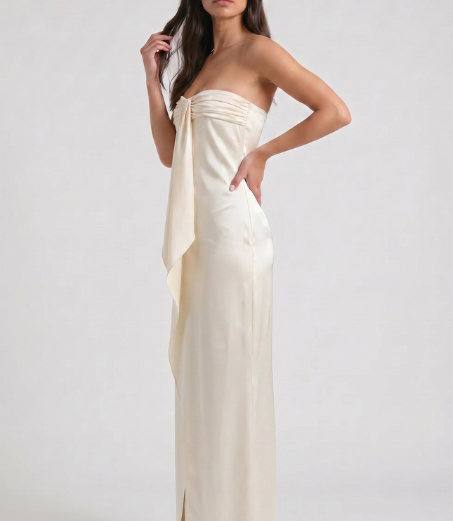 Women's Yellow Floral Wedding Guest Maxi Dress for Summer