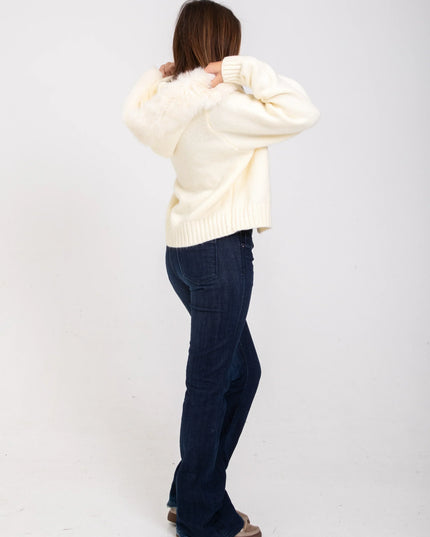 Women's Zip Up Jacket in Cropped Faux Fur with Hood