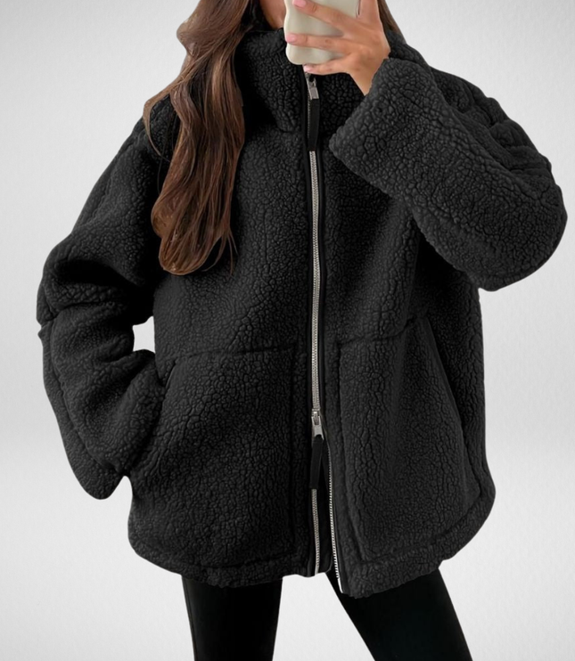 Women's Zip Up Jacket in Teddy Sherpa Fleece, Oversized