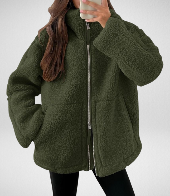 Women's Zip Up Jacket in Teddy Sherpa Fleece, Oversized