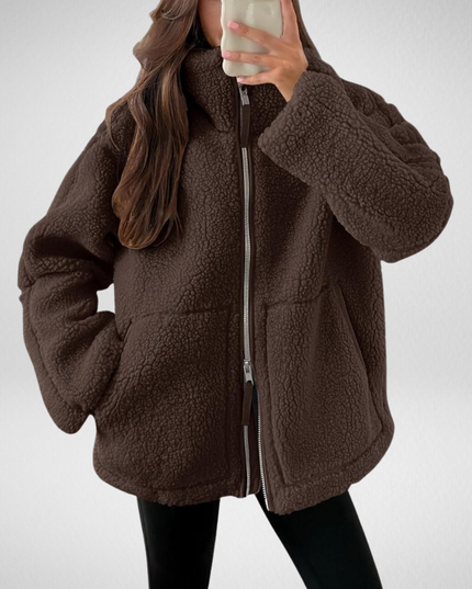 Women's Zip Up Jacket in Teddy Sherpa Fleece, Oversized