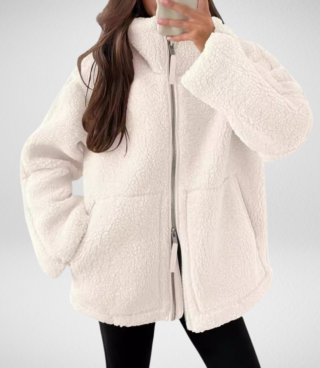 Women's Zip Up Jacket in Teddy Sherpa Fleece, Oversized