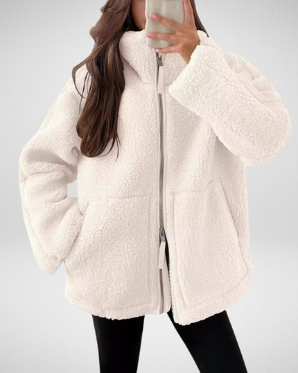 Women's Zip Up Jacket in Teddy Sherpa Fleece, Oversized